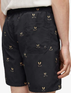 AllSaints Emotive Smiley-print Recycled Polyamide Swim Shorts -Baker Klein Shop R04082446 JETBLACKYELL ALT05