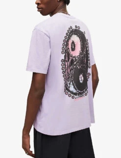 AllSaints Dual Graphic-print Relaxed-fit Cotton T-shirt -Baker Klein Shop R04085157 SMOKEPURPLE ALT03