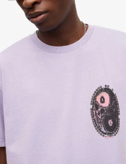 AllSaints Dual Graphic-print Relaxed-fit Cotton T-shirt -Baker Klein Shop R04085157 SMOKEPURPLE ALT04