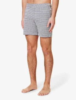 ORLEBAR BROWN Bulldog Geometric-print Mid-rise Swim Shorts -Baker Klein Shop R04085772 NAVYCLOUD ALT02