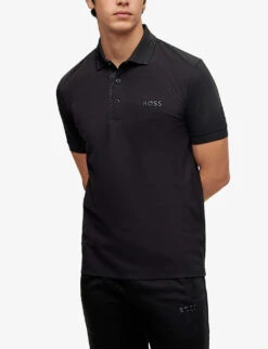 Athleisure Logo-embossed Cotton Polo Shirt 9 Athleisure Logo-embossed Cotton Polo Shirt -Baker Klein Shop R04086055 BLACK ALT02