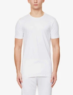Falke Regular-fit Crewneck Stretch-cotton T-shirt Pack Of Two -Baker Klein Shop R04086474 WHITE ALT02