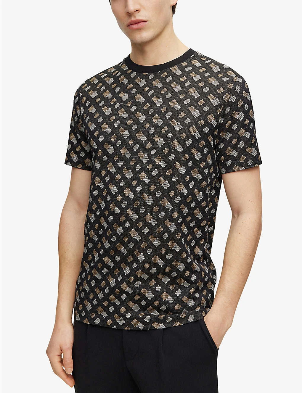 Boss Monogram-print Regular-fit Cotton T-shirt 5 Boss Monogram-print Regular-fit Cotton T-shirt - Image 3