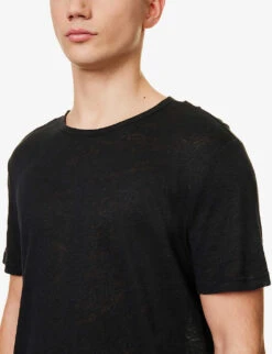 Jordan Crewneck Linen T-shirt -Baker Klein Shop R04095889 BLACK ALT04