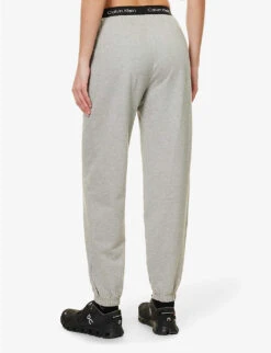 Calvin Klein 1996 Brand-patch Cotton-jersey Jogging Bottoms -Baker Klein Shop R04096767 GREYHEATHER ALT03