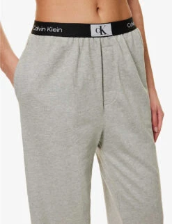 Calvin Klein 1996 Brand-patch Cotton-jersey Jogging Bottoms -Baker Klein Shop R04096767 GREYHEATHER ALT04