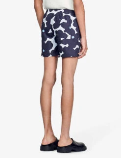 Sandro Flower-print Drawstring-waistband Swim Shorts -Baker Klein Shop R04102550 BLEUS ALT03