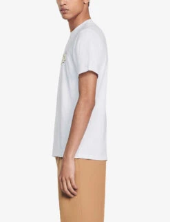 Sandro Cloud Logo-embroidered Cotton-jersey T-shirt -Baker Klein Shop R04102573 NATURELS ALT03