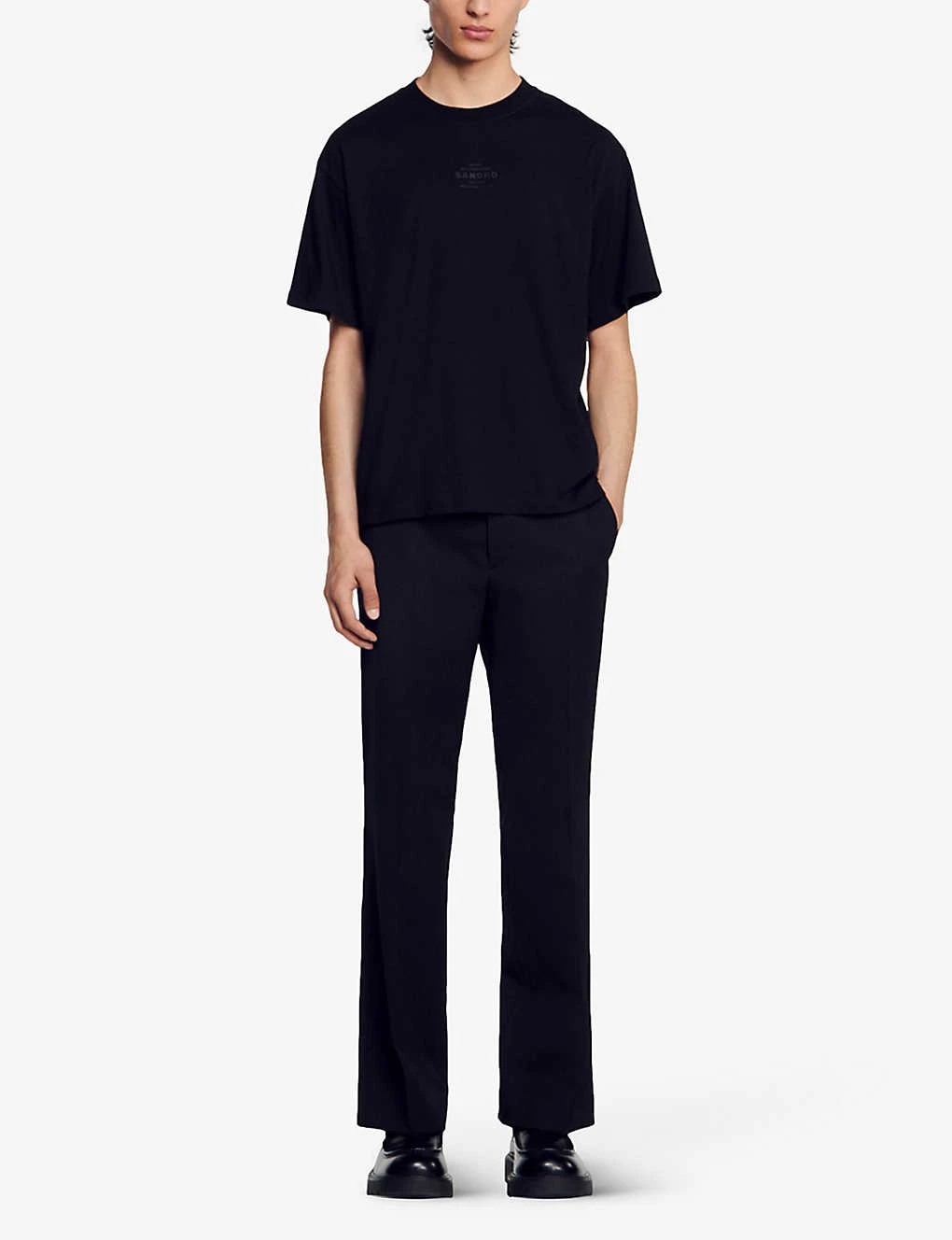 Sandro Rubber-logo Relaxed-fit Cotton T-shirt 4 Sandro Rubber-logo Relaxed-fit Cotton T-shirt - Image 2