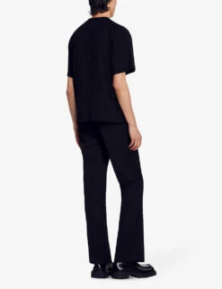 Sandro Rubber-logo Relaxed-fit Cotton T-shirt 10 Sandro Rubber-logo Relaxed-fit Cotton T-shirt -Baker Klein Shop R04102596 NOIRGRIS ALT03