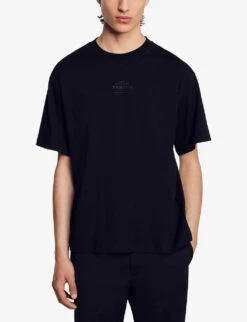 Sandro Rubber-logo Relaxed-fit Cotton T-shirt 11 Sandro Rubber-logo Relaxed-fit Cotton T-shirt -Baker Klein Shop R04102596 NOIRGRIS ALT04