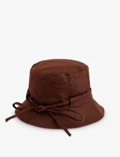 Jacquemus Le Bob Gadjo Brand-plaque Cotton Bucket Hat -Baker Klein Shop R04102774 BROWN ALT02