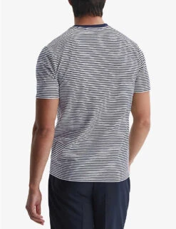 Reiss Keats Striped Cotton-blend Jersey T-shirt -Baker Klein Shop R04110026 NAVYWHITE ALT03