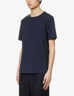 PAUL SMITH Striped-tab Regular-fit Cotton-jersey T-shirt -Baker Klein Shop R04114873 BLUES ALT02