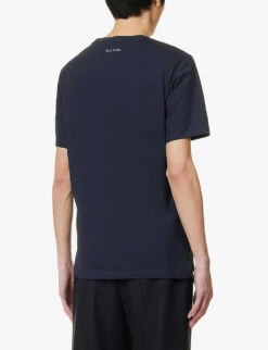 PAUL SMITH Striped-tab Regular-fit Cotton-jersey T-shirt -Baker Klein Shop R04114873 BLUES ALT03