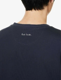 PAUL SMITH Striped-tab Regular-fit Cotton-jersey T-shirt -Baker Klein Shop R04114873 BLUES ALT04