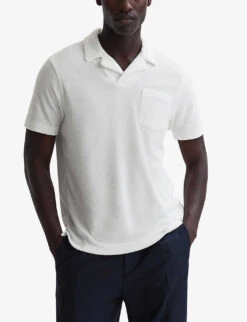 Reiss Caicos Short-sleeved Chest-pocket Towelling Polo Shirt -Baker Klein Shop R04116722 WHITE ALT02