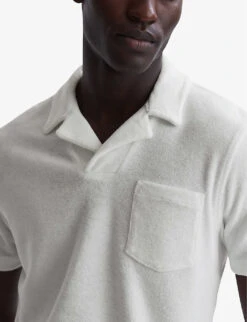 Reiss Caicos Short-sleeved Chest-pocket Towelling Polo Shirt -Baker Klein Shop R04116722 WHITE ALT04
