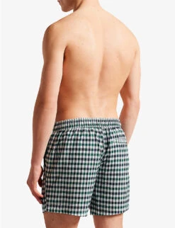 Ted Baker Addling Checked Recycled-polyester Swim Shorts -Baker Klein Shop R04117776 NAVY ALT03