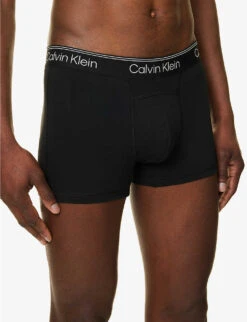 Calvin Klein Logo-waistband Pack Of Two Stretch-cotton Trunks -Baker Klein Shop R04117793 BLACKBLACK ALT03