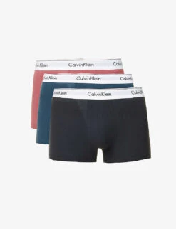 Calvin Klein Logo-waistband Pack Of Three Stretch-cotton Trunks