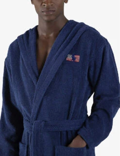 Ralph Lauren Home Bowden Logo-embroidered Cotton Terry Robe -Baker Klein Shop R04120170 MARINE ALT02