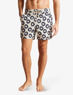Ted Baker Wiklie Floral-print Regular-fit Woven Swim Shorts -Baker Klein Shop R04122393 STONE ALT02