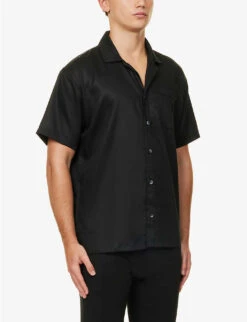 Calvin Klein Patch-pocket Short-sleeved Woven Shirt 10 Calvin Klein Patch-pocket Short-sleeved Woven Shirt -Baker Klein Shop R04123660 BLACK ALT02