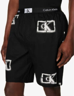 Calvin Klein 1996 Logo-print Organic-cotton Pyjama Shorts -Baker Klein Shop R04123681 LOGOPRINTBLACK ALT04