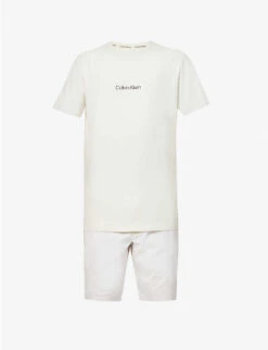 Calvin Klein Modern Structure Logo-print Cotton-blend Pyjama Set
