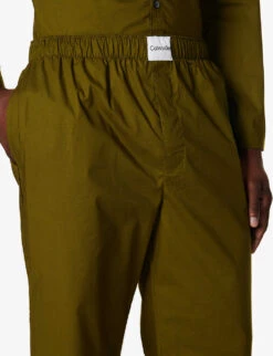 Calvin Klein Logo-appliqué Straight-leg Stretch-cotton Pyjama Bottoms -Baker Klein Shop R04123685 GREEN ALT04
