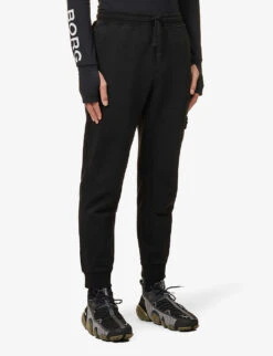 Stone Island Pocket Badge Tapered-leg Cotton-jersey Jogging Bottoms -Baker Klein Shop R04124575 BLACK ALT02