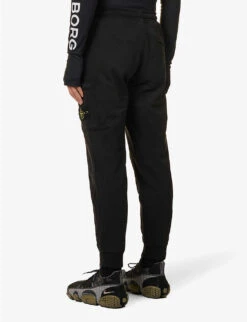 Stone Island Pocket Badge Tapered-leg Cotton-jersey Jogging Bottoms -Baker Klein Shop R04124575 BLACK ALT03