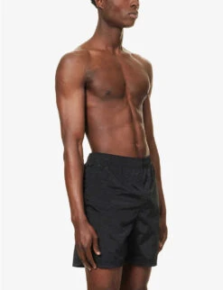 Stone Island Logo-patch Elasticated-waist Swim Shorts -Baker Klein Shop R04124582 NERO ALT02