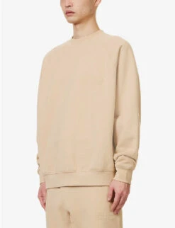 ESSENTIALS Logo-patch Relaxed-fit Cotton-blend Sweatshirt -Baker Klein Shop R04126216 SAND ALT02