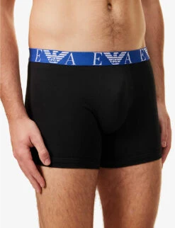 Emporio Armani Branded-waistband Pack Of Three Stretch-cotton Boxers -Baker Klein Shop R04126812 NERONERONERO ALT04