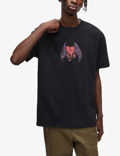 AllSaints Bad Love Graphic-print Organic Cotton-jersey T-shirt -Baker Klein Shop R04127008 WASHEDBLACK ALT02