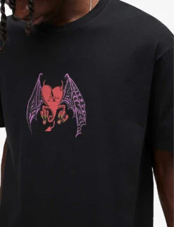 AllSaints Bad Love Graphic-print Organic Cotton-jersey T-shirt -Baker Klein Shop R04127008 WASHEDBLACK ALT04