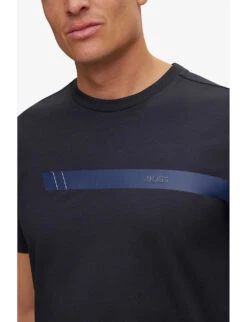Boss Brand-print Ribbed-trim Cotton-jersey T-shirt -Baker Klein Shop R04127540 DARKBLUE ALT04