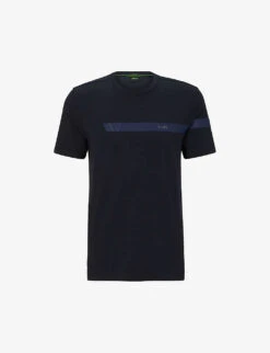 Boss Brand-print Ribbed-trim Cotton-jersey T-shirt