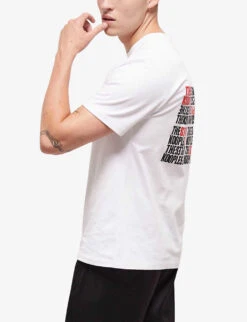 THE KOOPLES Logo-print Cotton-jersey T-shirt -Baker Klein Shop R04127702 WHI01 ALT02