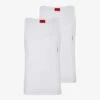 Hugo Pack Of Two Vertical Logo-print Stretch-cotton Vests -Baker Klein Shop R04128219 WHITE M