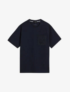 Ted Baker Bossa Logo-embroidered Textured Stretch-cotton T-shirt