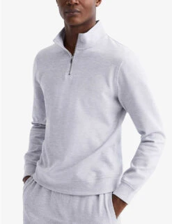 Reiss Bishop Half-zip Stretch-knit Sweatshirt -Baker Klein Shop R04134005 GREYMELANGE ALT02