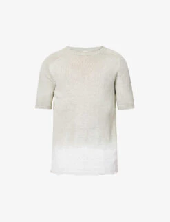 120% Lino Gradient Crewneck Linen-knit Top