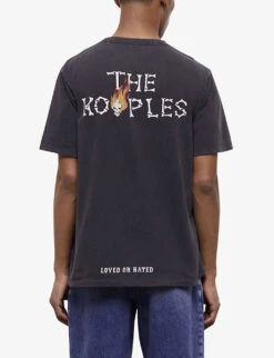 THE KOOPLES Skull On Fire-print Cotton-jersey T-shirt -Baker Klein Shop R04137381 BLA55 ALT03