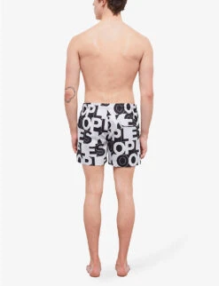 THE KOOPLES Elasticated-waist Graphic-print Woven Swim Shorts -Baker Klein Shop R04138181 BLA01 ALT03