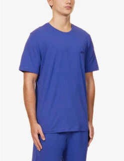 Boss Logo-embroidered Regular-fit Stretch-cotton T-shirt 9 Boss Logo-embroidered Regular-fit Stretch-cotton T-shirt -Baker Klein Shop R04140025 BRIGHTBLUE ALT02