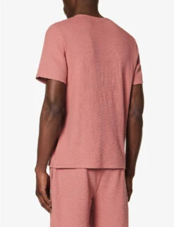 Boss Logo-embroidered Waffle-textured Cotton-blend T-shirt -Baker Klein Shop R04140034 OPENPINK ALT03