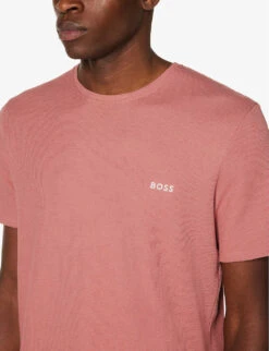 Boss Logo-embroidered Waffle-textured Cotton-blend T-shirt -Baker Klein Shop R04140034 OPENPINK ALT04